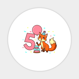 I am 5 with fox - girl birthday 5 years old Magnet